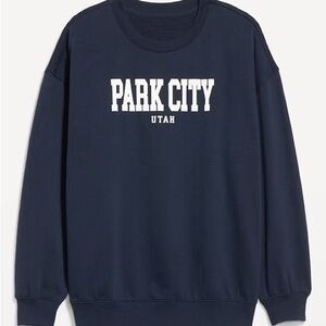 Old Navy Navy Crewneck Sweater with Park City Print